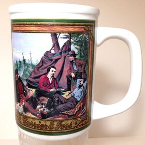 Vintage Currier and Ives Decorated Coffee Cup Mug Tea Cup Big 12 oz